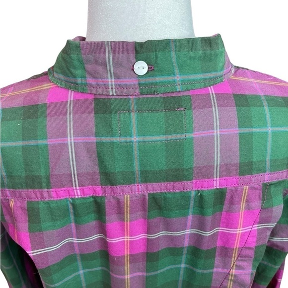 Current Elliott The Ivie Plaid Shirt pink & green Button down size 3 - Picture 6 of 17